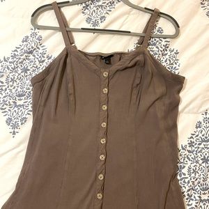 Brown cute button front tank